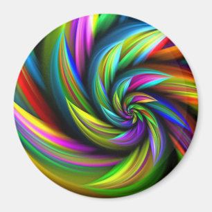 Aimant Fleur florale de spirale d'arc-en-ciel