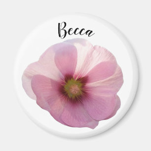 Aimant Fleur Hollyhock rose brillant Personnalisé