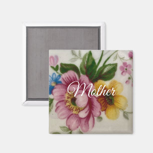 Aimant Fleur inspirée de la porcelaine 