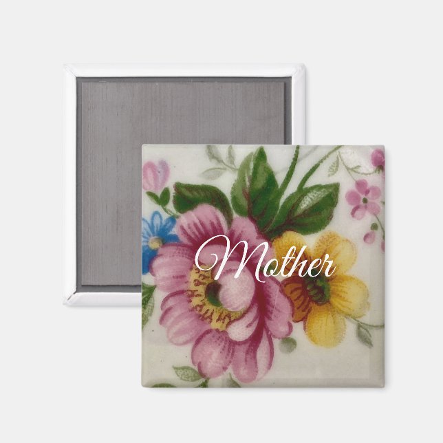 Aimant Fleur inspirée de la porcelaine  (Recto/Verso)