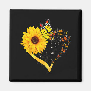 Aimant Fleur Jaune Été Floral Tournesol Cœur Amour