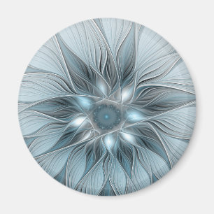 Aimant Fleur joyeuse abstraite fleur bleue grise fractale