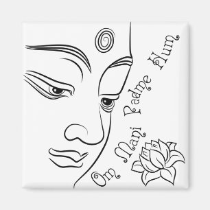 Aimant Fleur Lotus Om Mani Padme Hum Noir