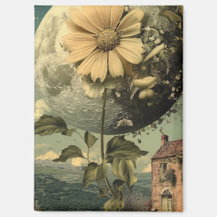 Aimant Fleur Lune et charme Vintage