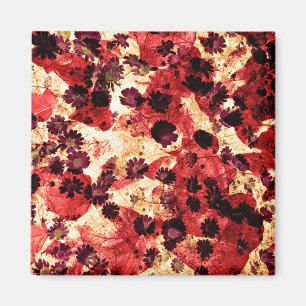 Aimant Fleur marguerite jaune rouge motif design abstrait