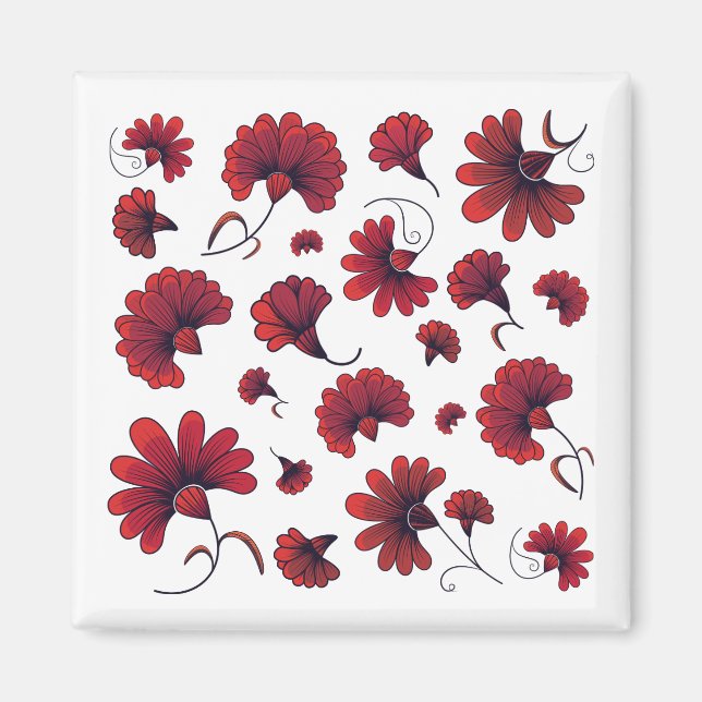 Aimant Fleur Motif Vector Carnation Rouge (Devant)