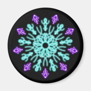 Aimant Fleur néon turquoise et violet