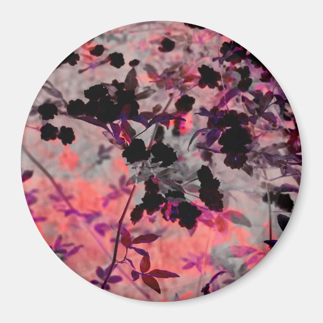 Aimant Fleur noire rouge motif graphisme (Devant)
