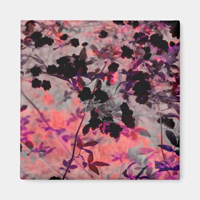 Aimant Fleur noire rouge motif graphisme (Devant)