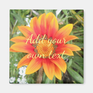 Aimant Fleur Orange Simple Texte Personnalisé