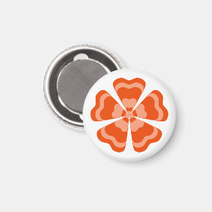 Aimant Fleur Rétro Orange Stylisée