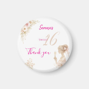 Aimant Fleur Rêveuse Douce Aimable 16 Anniversaire Bouton