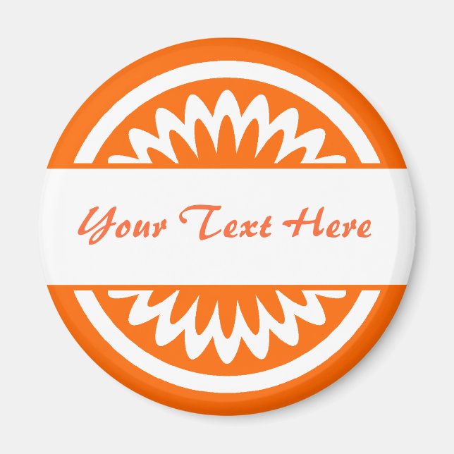 Aimant Fleur ronde - orange (Devant)