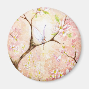 Aimant Fleur rose de vue