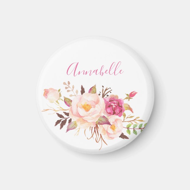 Aimant Fleur rose en fleurs - Blanc (Devant)