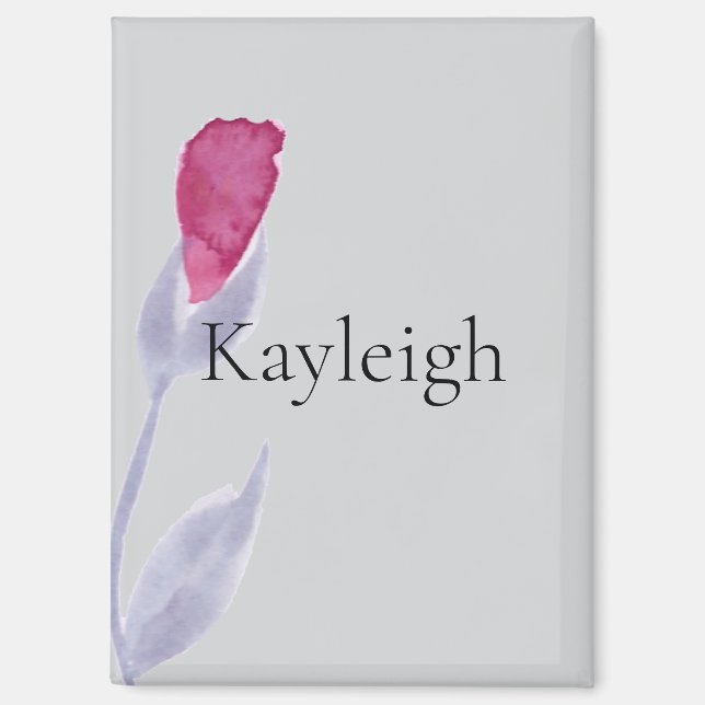 Aimant Fleur rose gris (Recto)