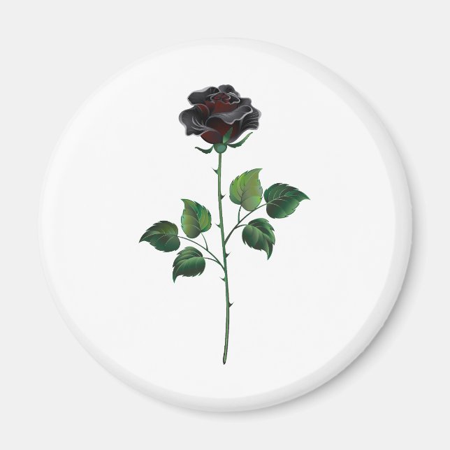 Aimant Fleur rose noire (Devant)