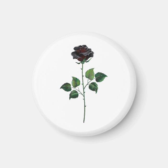 Aimant Fleur rose noire (Devant)