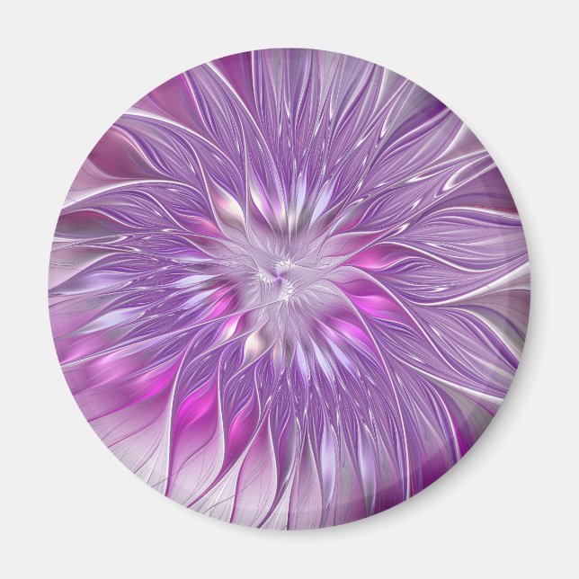 Aimant Fleur Rose Violet Passion Abstrait Art Fractal (Devant)