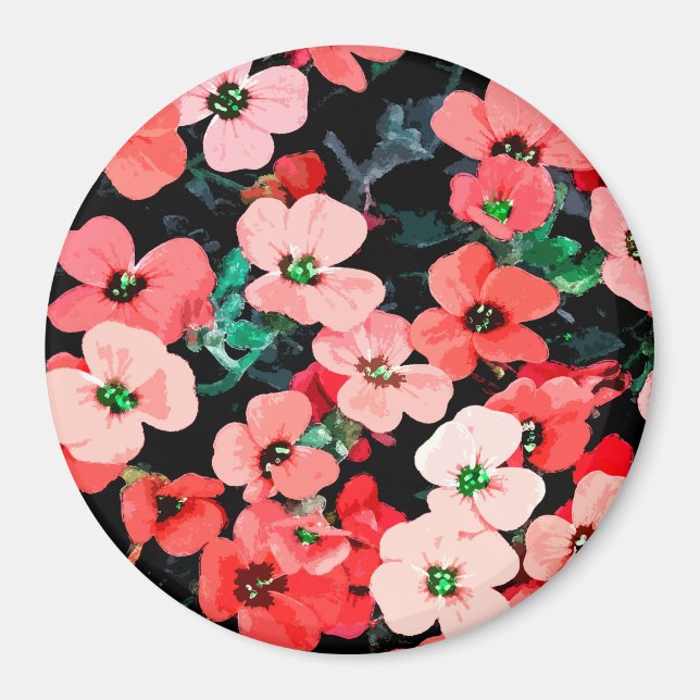 Aimant Fleur rouge aquarelle (Devant)