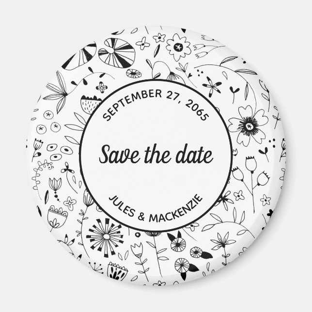 Aimant Fleur sauvage Monochrome moderne Enregistrer la da (Devant)