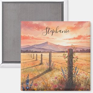 Aimant Fleur sauvage personnalisée de coucher de soleil