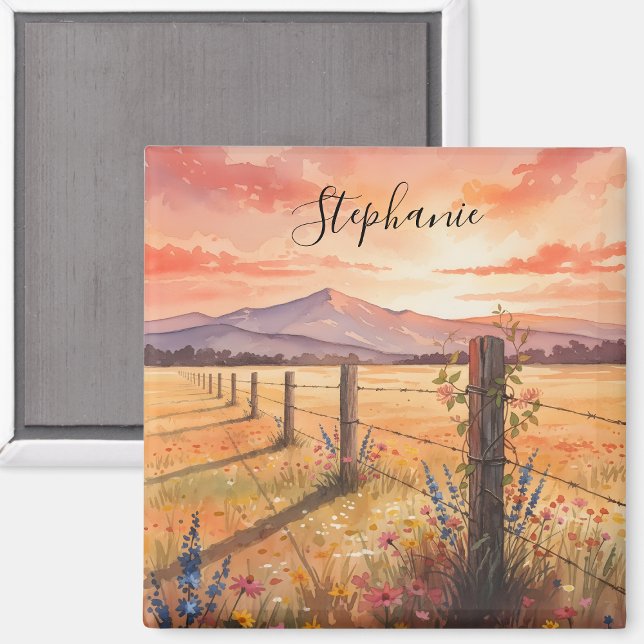 Aimant Fleur sauvage personnalisée de coucher de soleil (Créateur téléchargé)