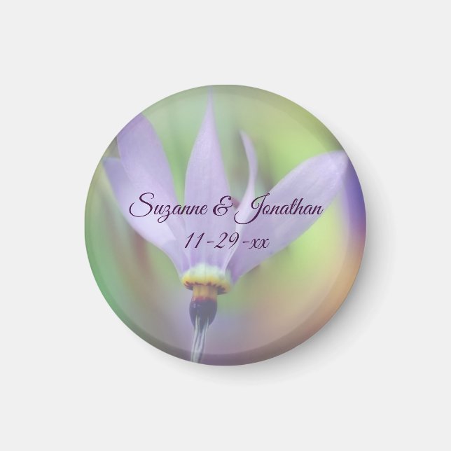 Aimant Fleur violet pâle Mariage personnalisé (Devant)