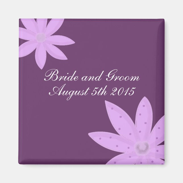 Aimant Fleur Violette Enregistrer la Date (Devant)