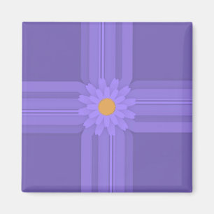 Aimant Fleur Violette Simple sur Croix Moderne