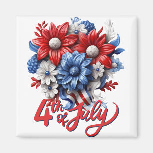 Aimant Fleurs 4 juillet en bleu blanc et bleu patriotique