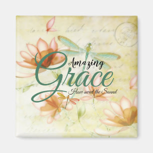 Aimant Fleurs Amazing Grace et libellule