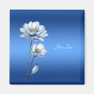 Aimant Fleurs Aquarelle Bleue