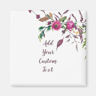 Aimant Fleurs aquarelles roses libres personnalisables 