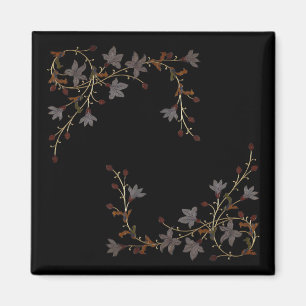 Aimant Fleurs Art Déco sur fond noir