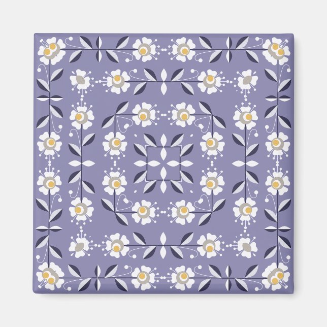 Aimant Fleurs blanches pastel bl, violet sans parfum (Devant)