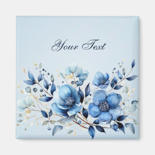 Aimant Fleurs Bleues Aquarelle