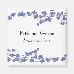 Aimant Fleurs Bleues Save the Date
