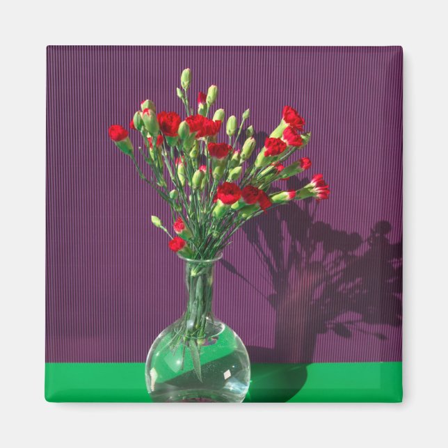 Aimant Fleurs | Bouquet Carantion Rouge (Devant)