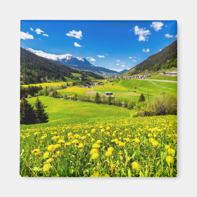 Aimant Fleurs | Canton des Grisons de Dandelion, Suisse (Devant)