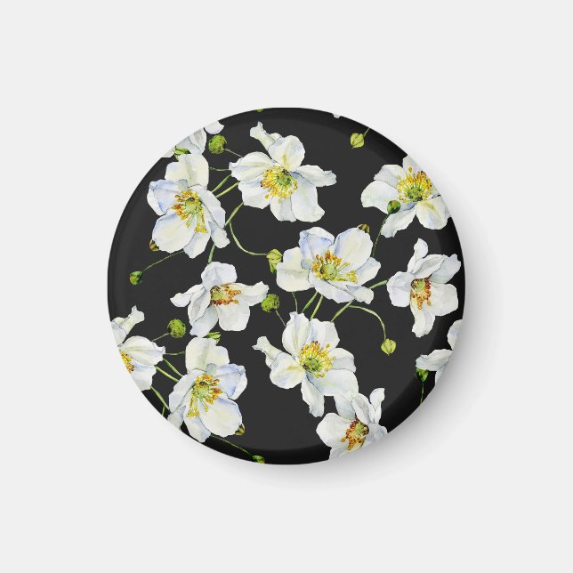 Aimant Fleurs chamomiles : Motif d'illustration aquarelle (Devant)