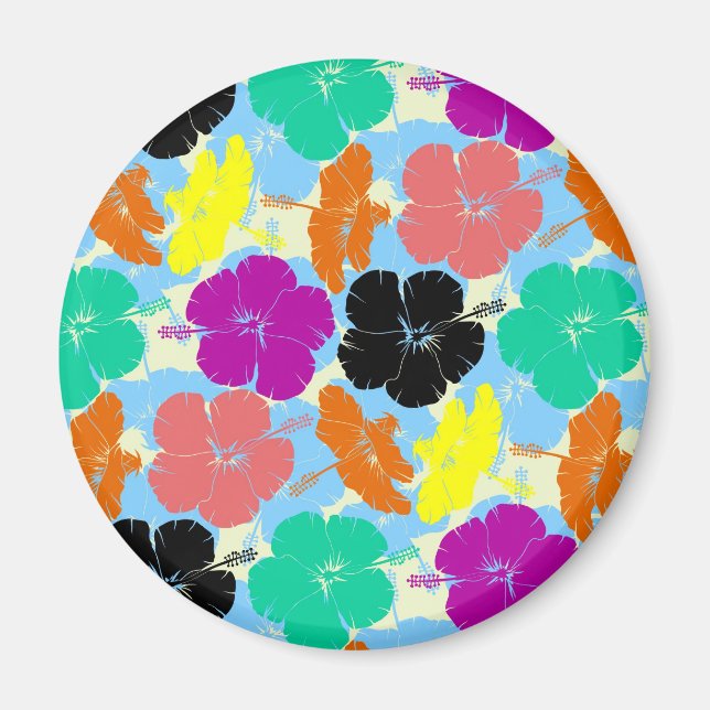 Aimant Fleurs colorées design motif (Devant)