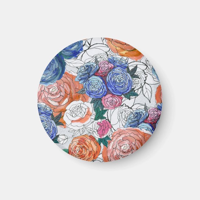 Aimant Fleurs colorées : Vibrant Motif sans couture (Devant)