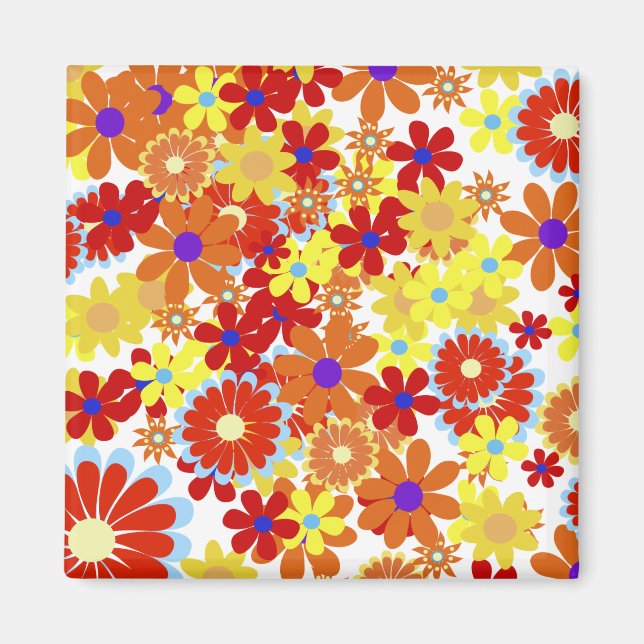 Aimant Fleurs Cool fines mignonnes Fille Rétro Floral (Devant)