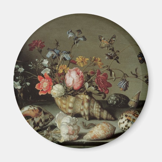Aimant Fleurs, coquillages et insectes Balthasar van der  (Devant)