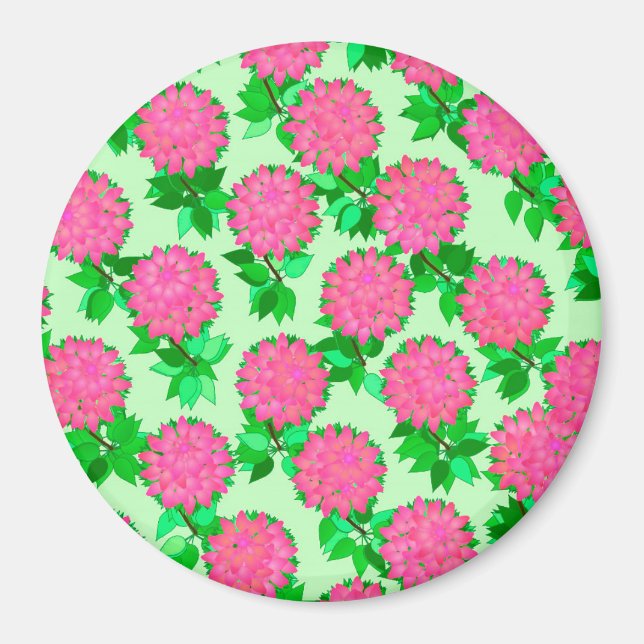 Aimant Fleurs Dahlia rose fuchsia (Devant)