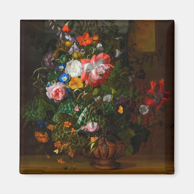 Aimant Fleurs dans une Urne sur une haie de pierre, 1680  (Devant)