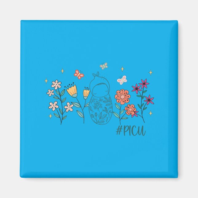 Aimant Fleurs de bébé mignonnes Cu infirmière drôle Cu (Devant)