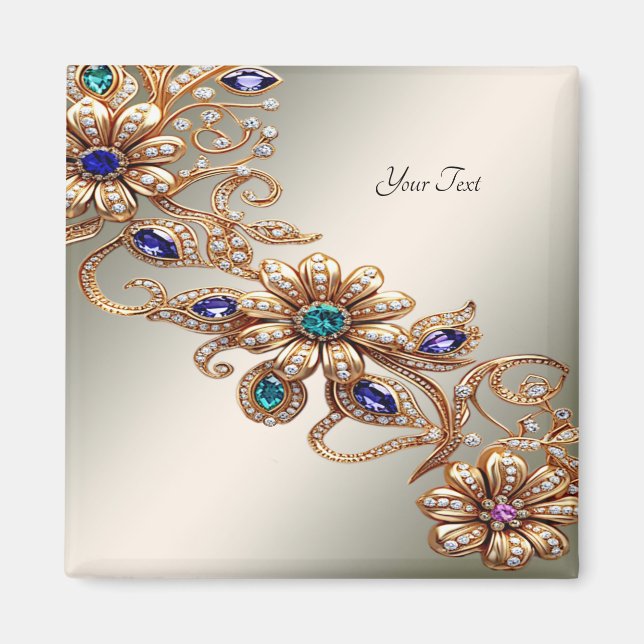 Aimant Fleurs de Bijou en Or Élégant (Devant)