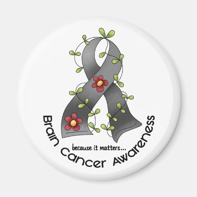 Aimant FLEURS DE Cancer Du Cerveau RIBBON 1 (Devant)